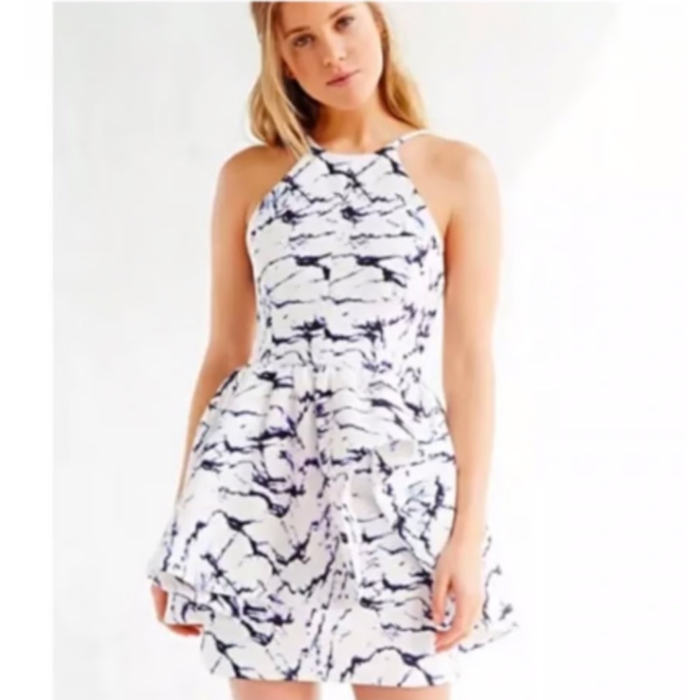 C/MEO Urban Outfitters Alone Tonight Oil Spill Peplum Dress Mint Size Small